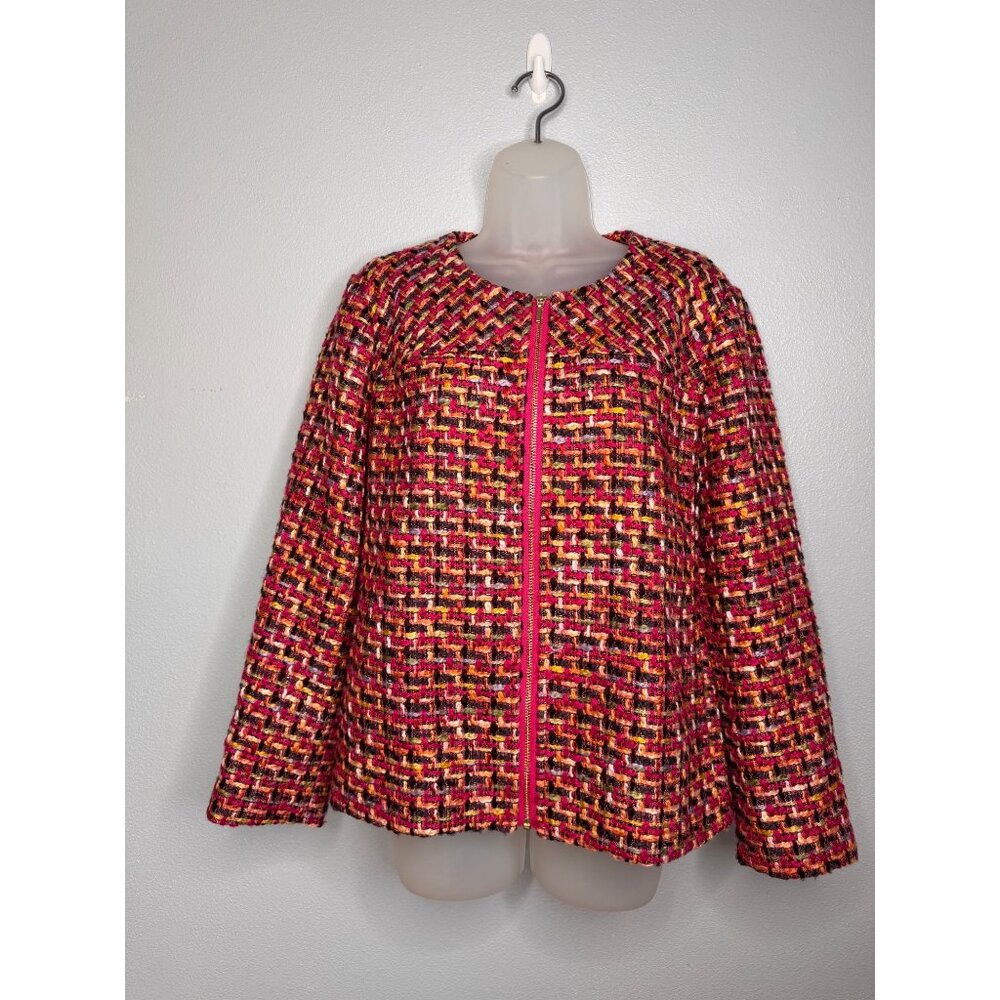 Chico's Multicolored Tweed Classic Zip-Front Jacket SZ 3P Career Office - Picture 6 of 15